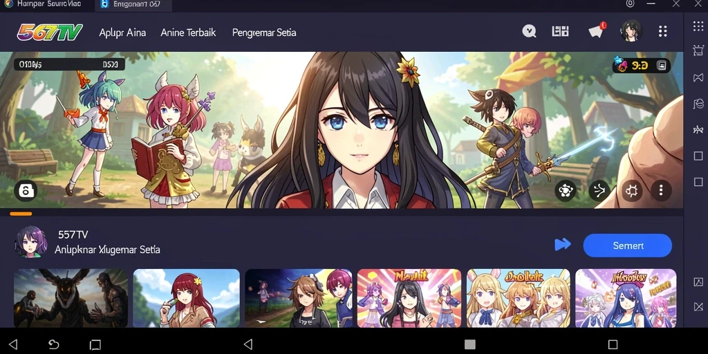 Tampilan gameplay dari 567TV dengan berbagai pilihan anime menarik.