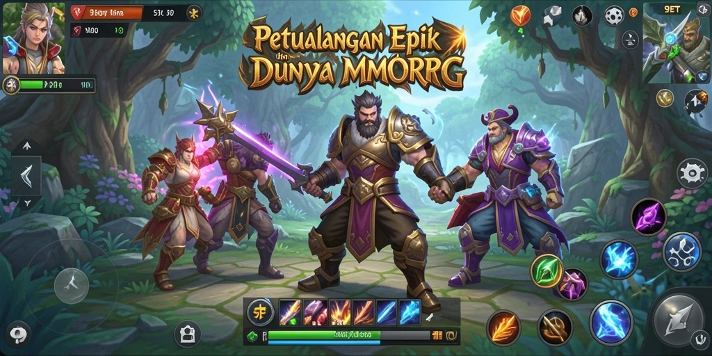 Tampilan gameplay mendebarkan dalam petualangan MMORPG 9ET.
