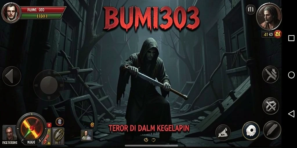 Screenshot gameplay BUMI303 yang menampilkan dunia seram.
