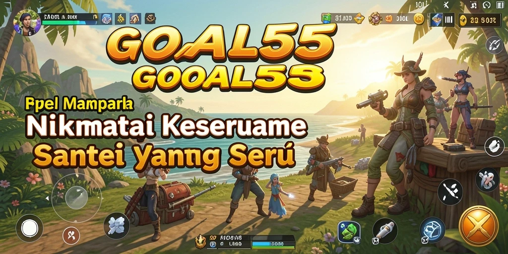 Tampilan gameplay seru dari GOAL55 yang penuh warna.