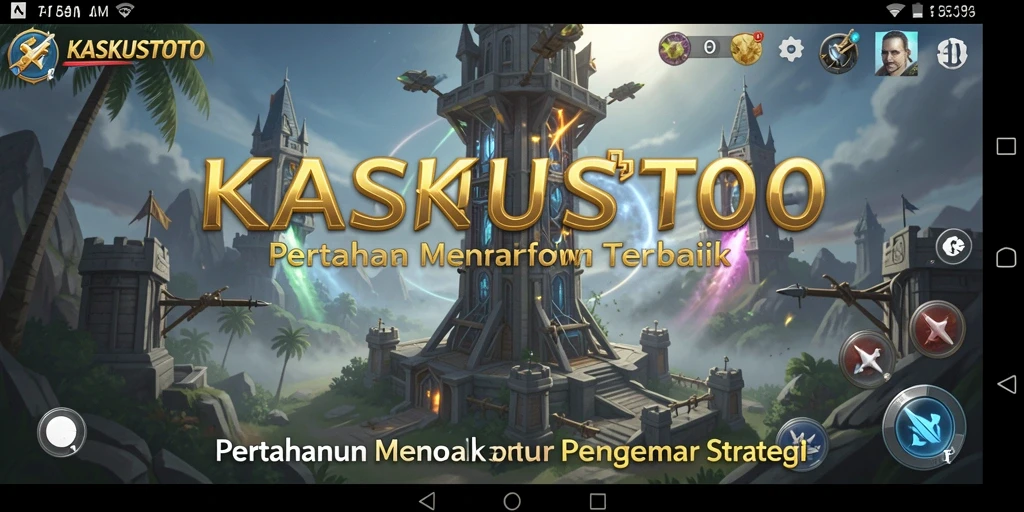 Tampilan gameplay KASKUSTOTO yang menarik dengan pertahanan menara.