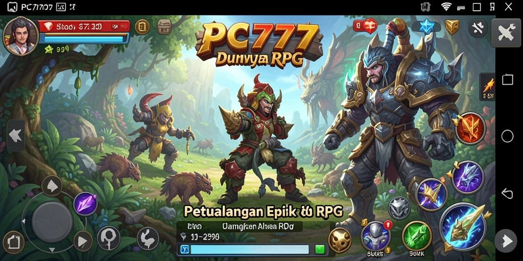 Tangkapan layar gameplay RPG yang menampilkan pertarungan epik dan eksplorasi.
