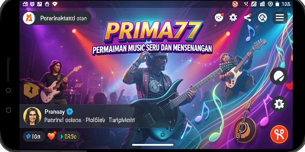 Tampilan seru dari gameplay PRIMA77 dengan berbagai tantangan musik.