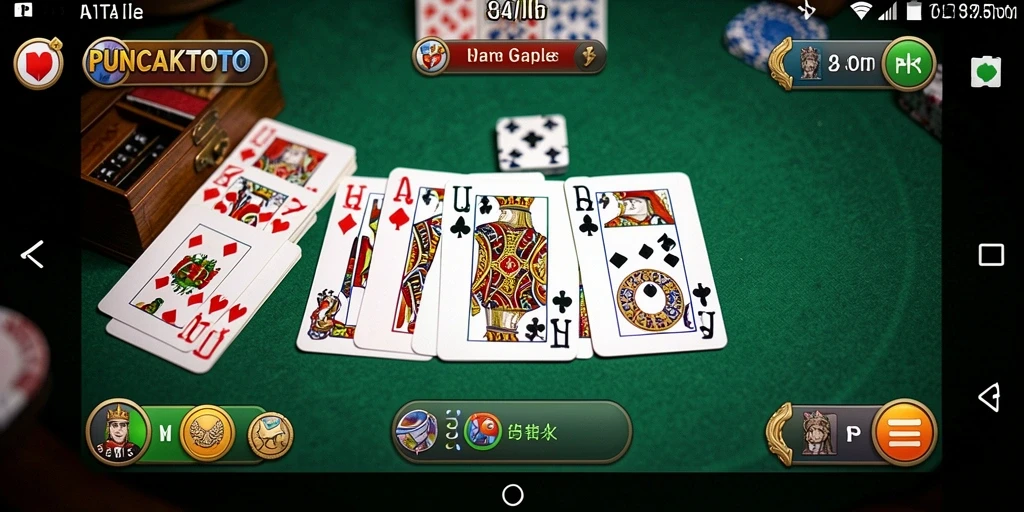 Tampilan gameplay seru PUNCAKTOTO yang menghadirkan permainan Gaple menarik.