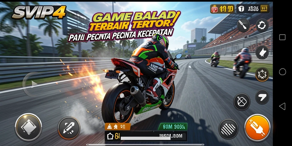 Gameplay seru dalam <strong>SVIP4</strong> dengan aksi balap motor yang menegangkan.