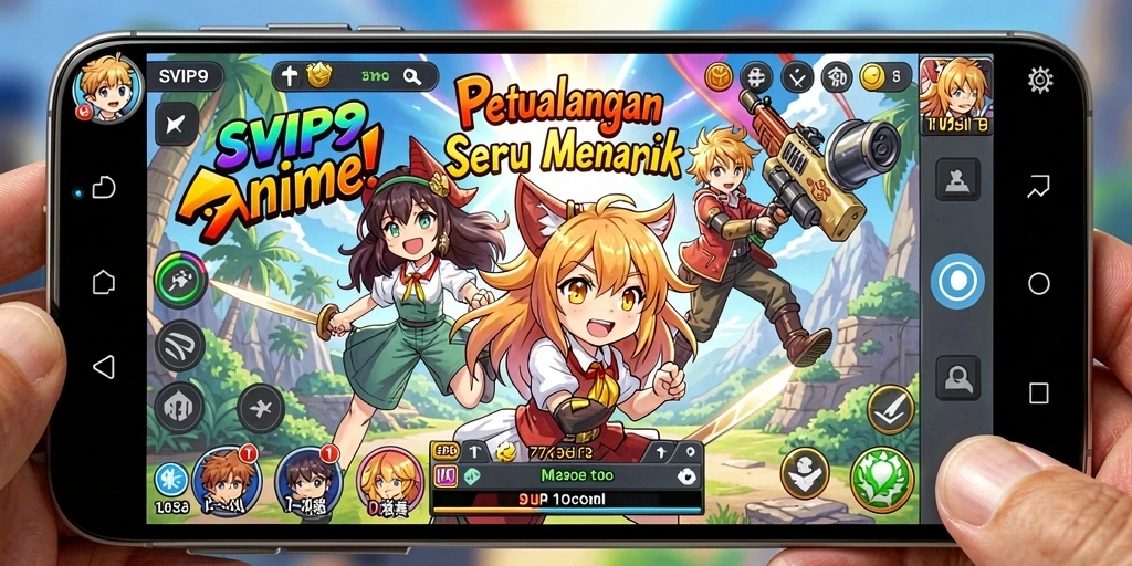 Tampilan gameplay SVIP9 yang menakjubkan dengan aksi karakter anime.