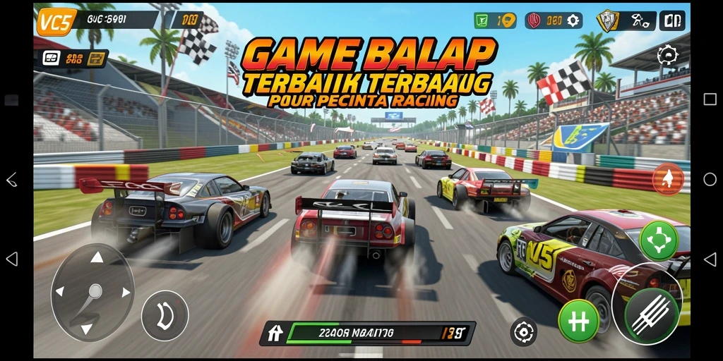 Tampilan grafis mendetail dalam gameplay Racing VC5.