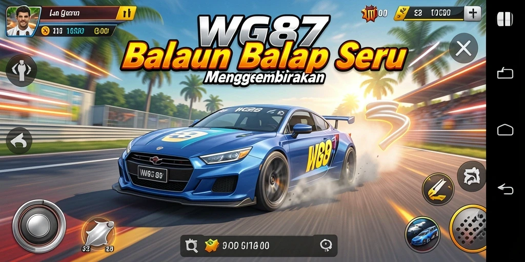 Tampilan gameplay seru dari WG87 menampilkan aksi balap yang mendebarkan.
