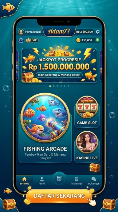 Tampilan utama aplikasi adam77 yang sederhana dan menarik.